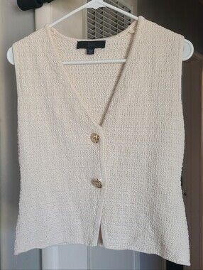 Zara Cream Textured Knit Vest